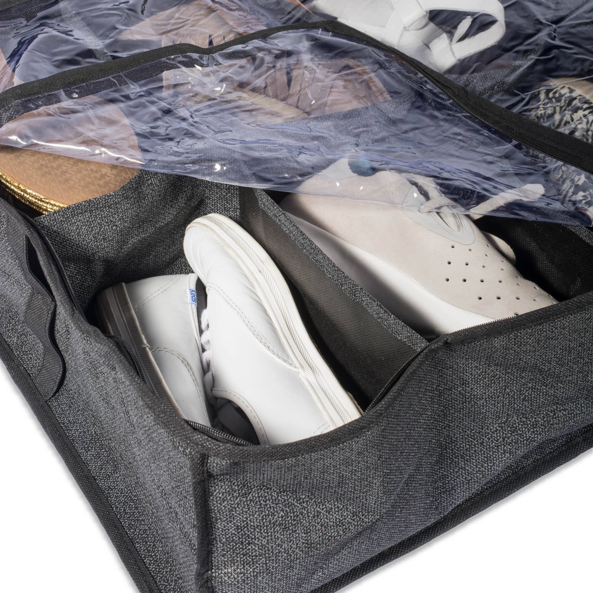 DII® 23" Black Linen 8-Shoe Pair Soft Storage Bag